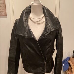 BCBGMaxAzria Black Leather Moto Jacket